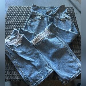 Y2K Light Blue Denim folded top